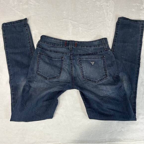 Guess Womens Sarah Fit Skinny Jeans Size 27 Medium Wash Blue Mid Rise distressed - Picture 2 of 13